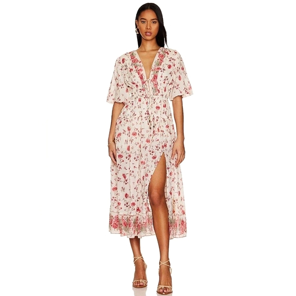 Free People Lysette Floral Maxi Dress in Tea Combo